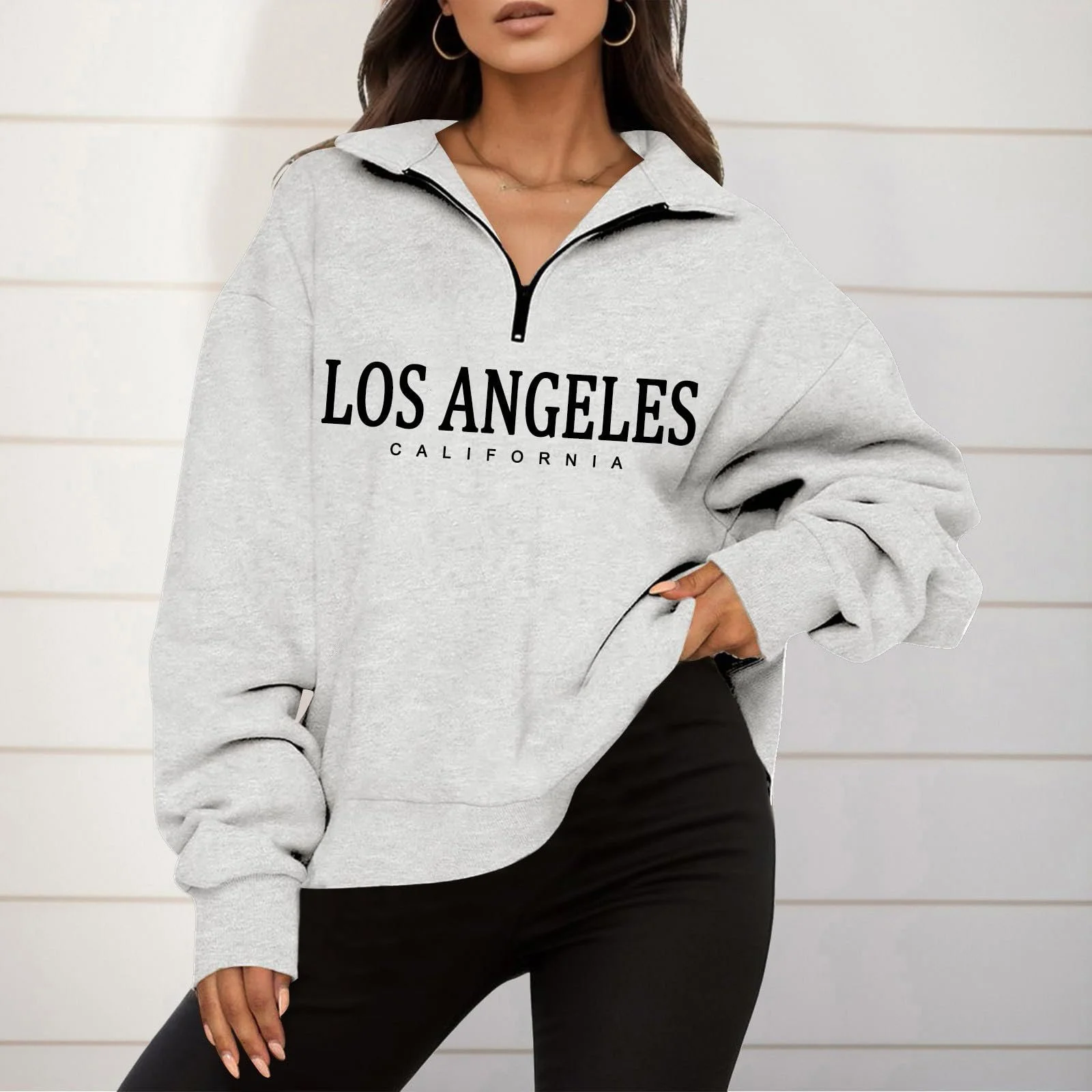 Спортивная Толстовка на Полумолнии Женская Модная Милая Воротник Четверть-молния Длинный рукав Y2K Капюшон Отложной воротник Мультяшная Свободный крой Мягкая Модная, фото №2