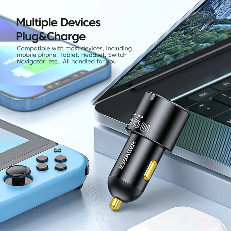 Автомобильный адаптер City Dual ESSAGER для зарядки на 2 USB 60W, фото №6