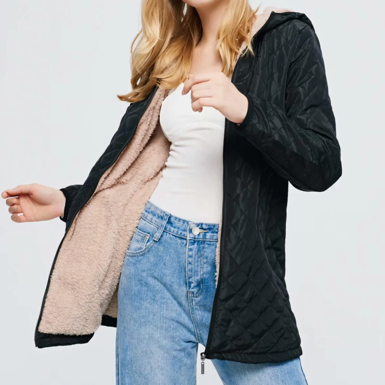 Жіноча куртка SRZYMJ з капюшоном на блискавці, фото №4 Жіноча куртка SRZYMJ з капюшоном на блискавці, фото №4