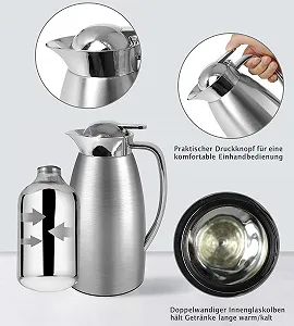 Термос-кавник з матової нержавіючої сталі 1 л з скляною вставкою Aroma Pluss synthetic.ua - Фото 1