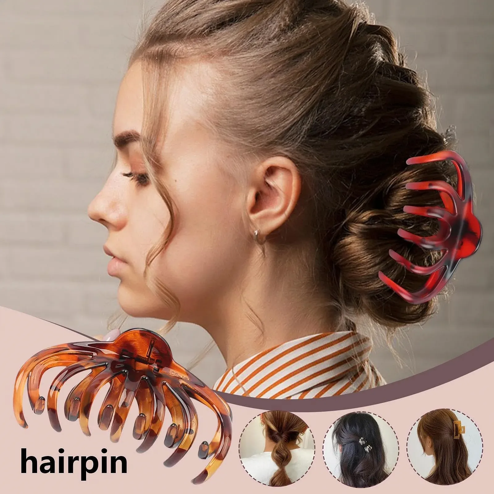 Большие заколки для волос Леопардовые заколки для волос когтями осьминога 4 шт. Нескользящая заколка для волос Сильная фиксация для густых волос, фото №2 Большие заколки для волос Леопардовые заколки для волос когтями осьминога 4 шт. Нескользящая заколка для волос Сильная фиксация для густых волос, фото №2