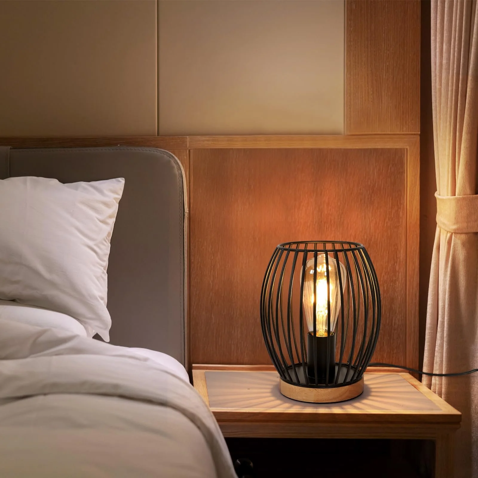 Настільна лампа Comely Vintage Metal E27 17x17x21 см Чорна, фото №9