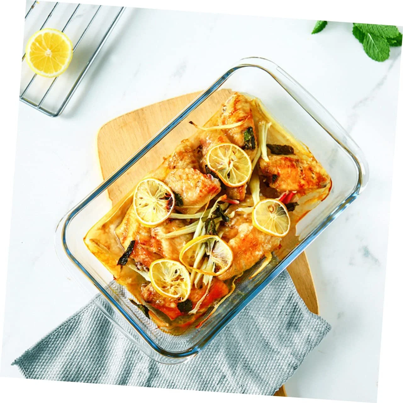 Форма для запекания NOLITOY термостойкая стеклянная с двойными ручками прямоугольная, фото №4