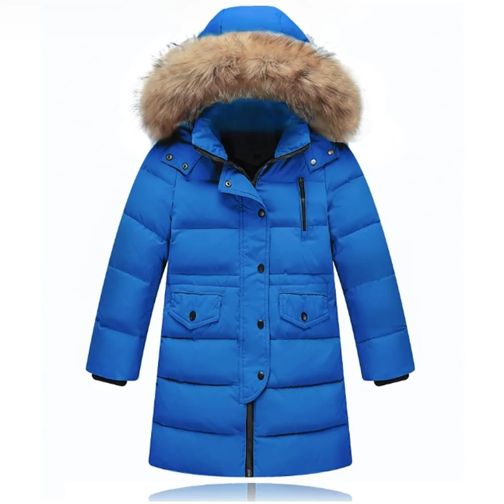 Пуховик Acuryx Дитячий для дівчаток і хлопчиків з капюшоном зі штучного хутра, фото №1