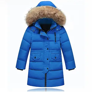 Пуховик Acuryx Дитячий для дівчаток і хлопчиків з капюшоном зі штучного хутра - Фото 1