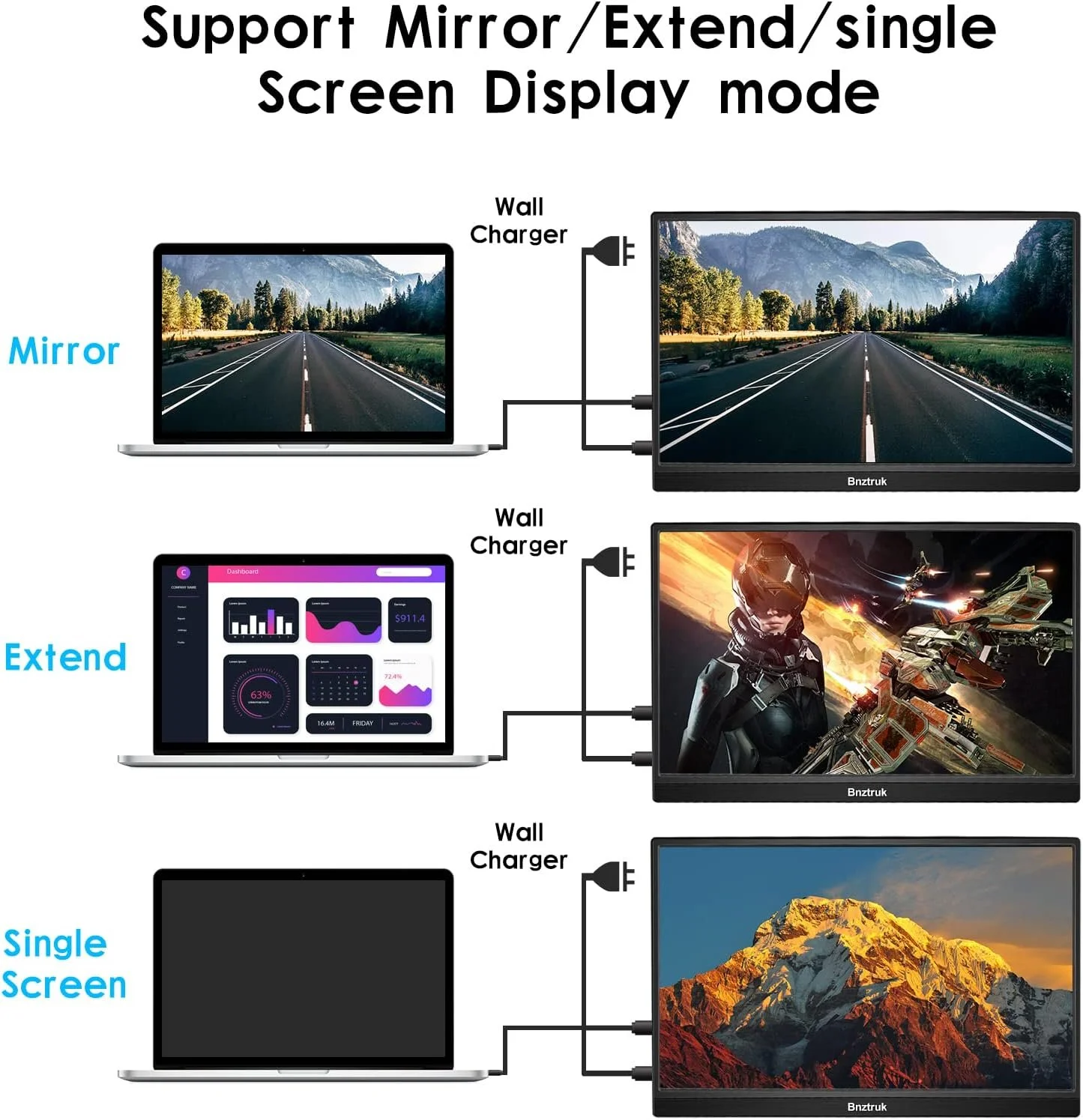 Монитор портативный сенсорный 15.6" Bnztruk Full HD IPS 60 Гц, фото №5 Монитор портативный сенсорный 15.6" Bnztruk Full HD IPS 60 Гц, фото №5