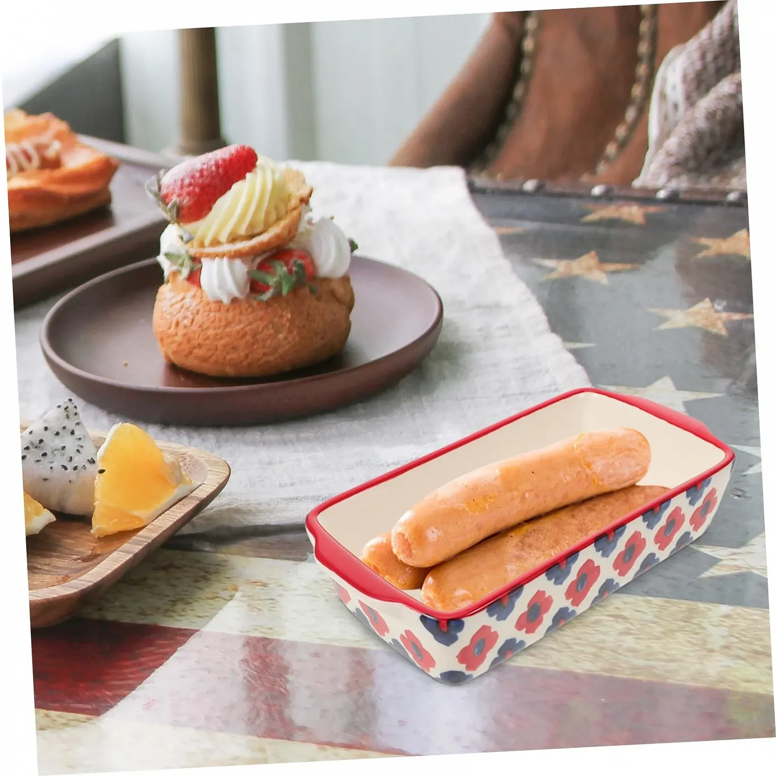 Форма для запікання LIFKOME керамічна з подвійними ручками прямокутна для лазаньї та овочів, фото №6