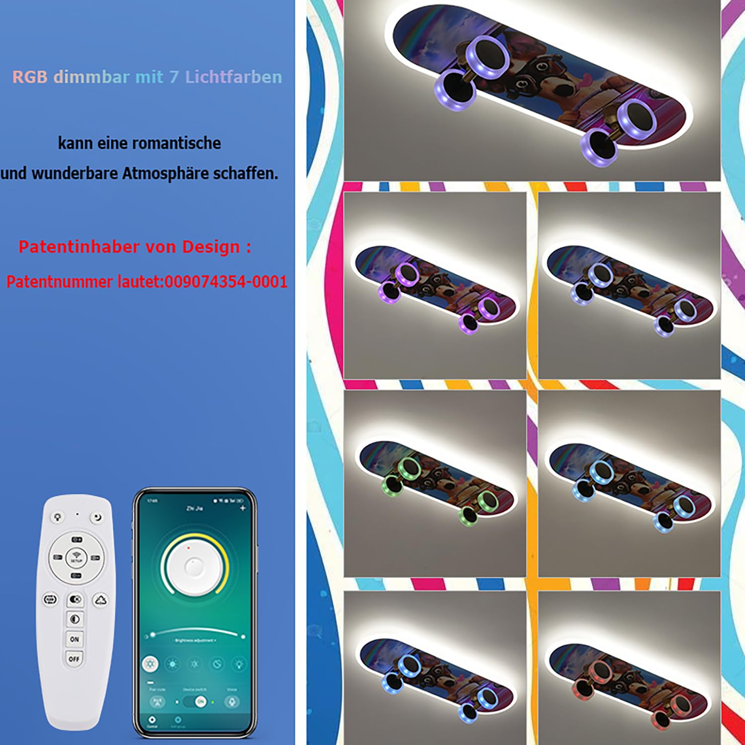 Світильник стельовий Дитячий LED із пультом RGB Димуючий, фото №2