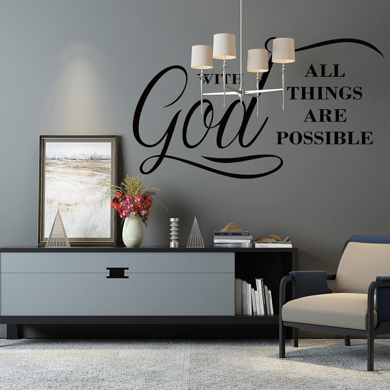 Наклейка на стіну All Things are Possible with God Inspirational Quote Vinyl 1 шт., фото №2 Наклейка на стіну All Things are Possible with God Inspirational Quote Vinyl 1 шт., фото №2