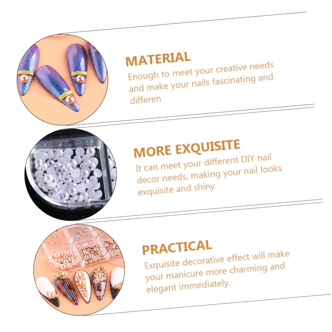 Бісер для нігтів (3 коробки) Manicure Sets Caviar для дівчат DIY Plastic, фото №9