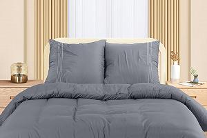 Комплект постільної білизни Utopia Bedding, 200 x 200 см - Підковдра з мікрофібри 200 x 200 см + 2 вишиті наволочки 80 x 80 см - Сірий synthetic.ua - Фото 1