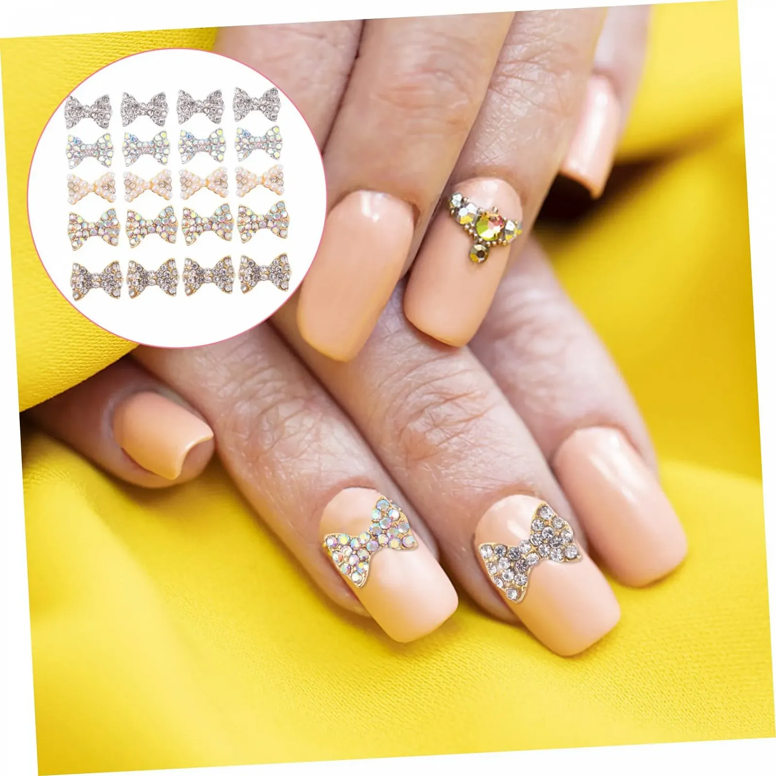 Украшения для ногтей Бриллиант Healvian Бантик 3D Украшения для ногтей Блестящие украшения для ногтей Стразы Украшения для ногтей с 3D Бабочками Праздничный галстук, фото №6