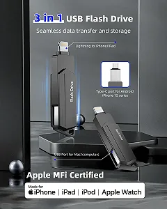 USB накопичувач Snakwip 512GB MFi USB 3.0 Lightning Type C Black synthetic.ua - Фото 1