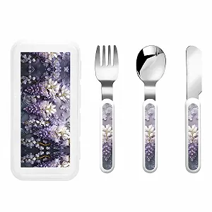 Набір дитячих столових приборів з малюнком Lots of Violets, три предмети - Фото 1