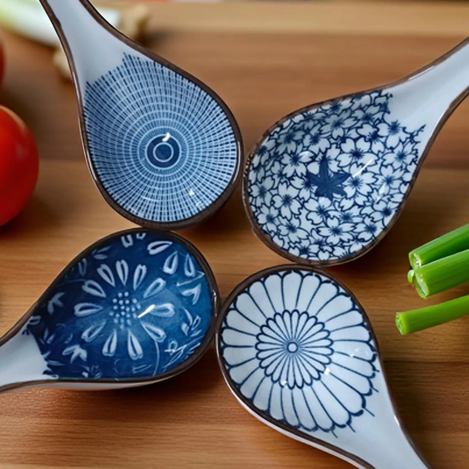 Набір супових ложок (4 шт.), керамічні азіатські, фото №4