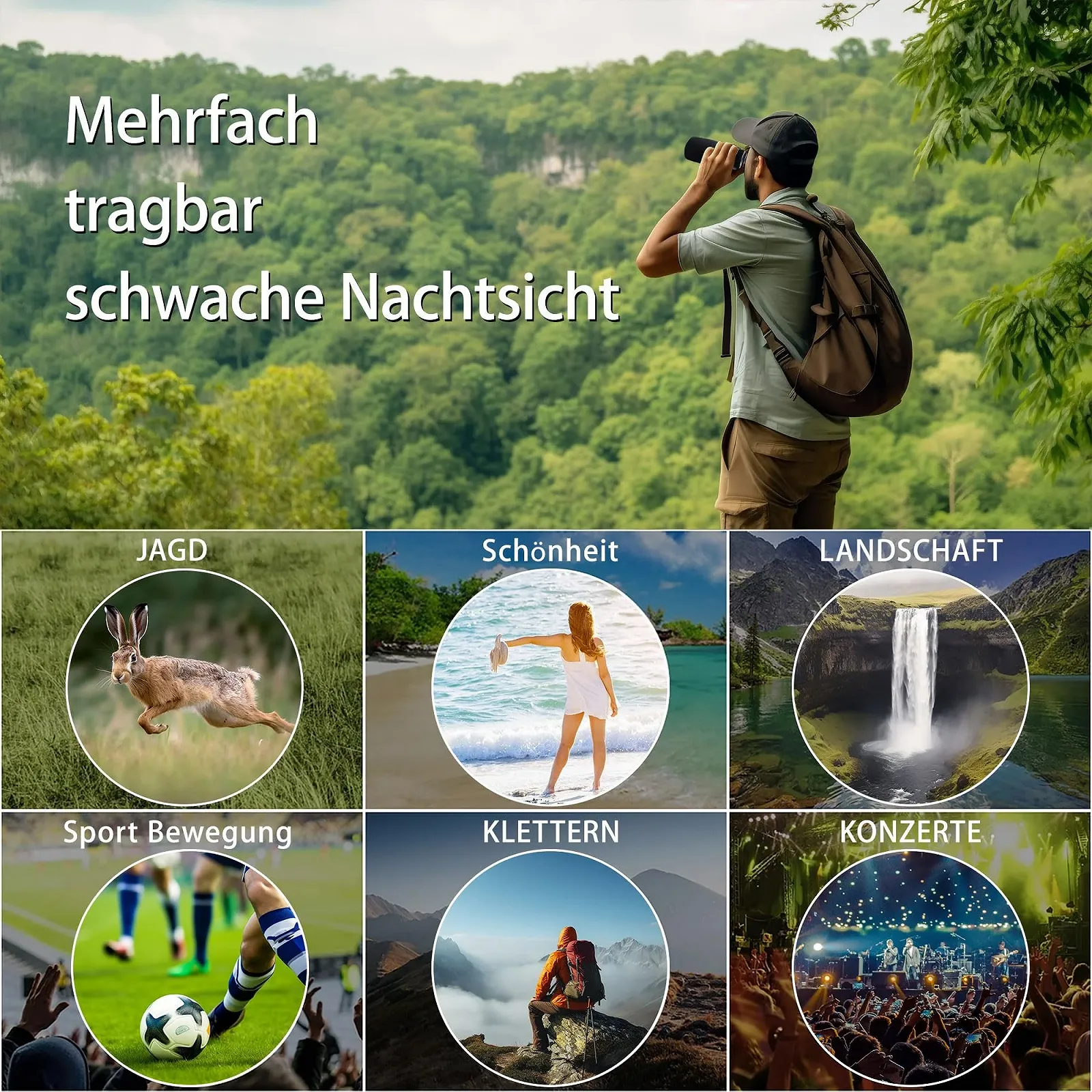 Бінокль OIRHNL 12x50 HD Eyecup Waterproof, фото №6