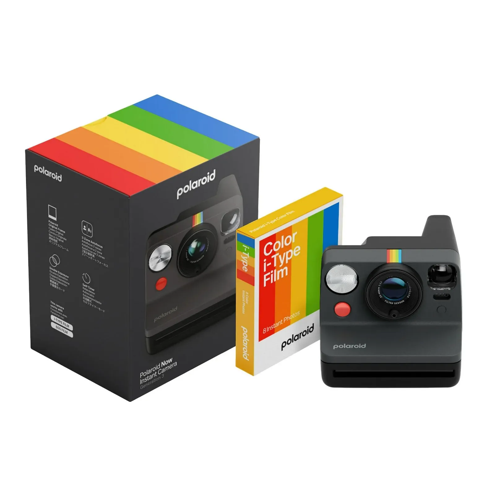 Фотокамера мгновенной печати Polaroid Now Gen 3 Black с набором цветной пленки (8 фото), фото №1