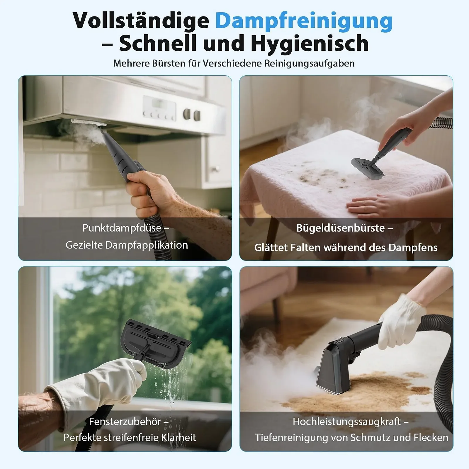 Пароочисник та мийний пилосос 1650 Вт 1.25 л 12 кПа, фото №4