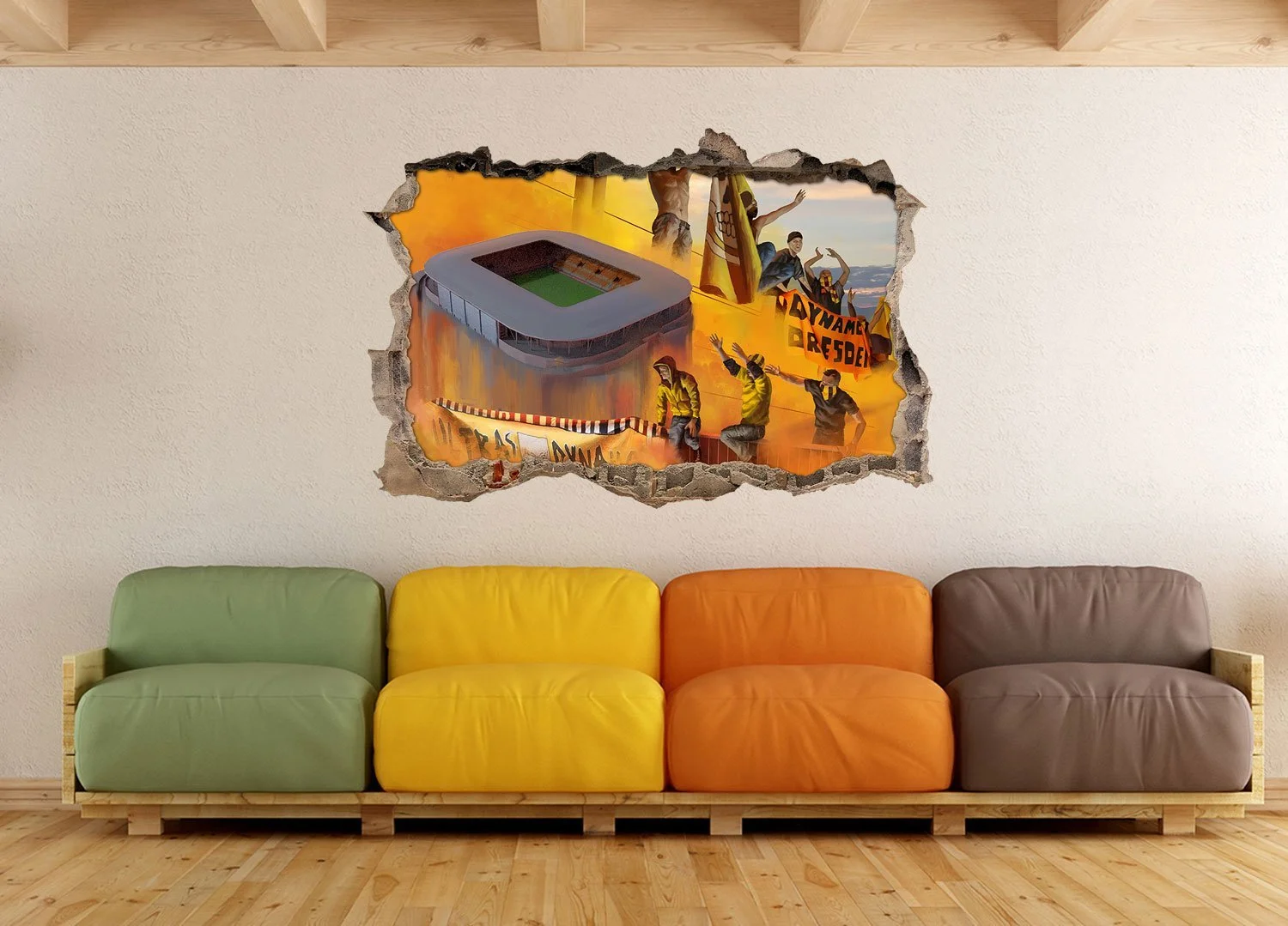 Наклейка на стену 3D Ultras Dresden и стадион 62 x 42 см, фото №3 Наклейка на стену 3D Ultras Dresden и стадион 62 x 42 см, фото №3