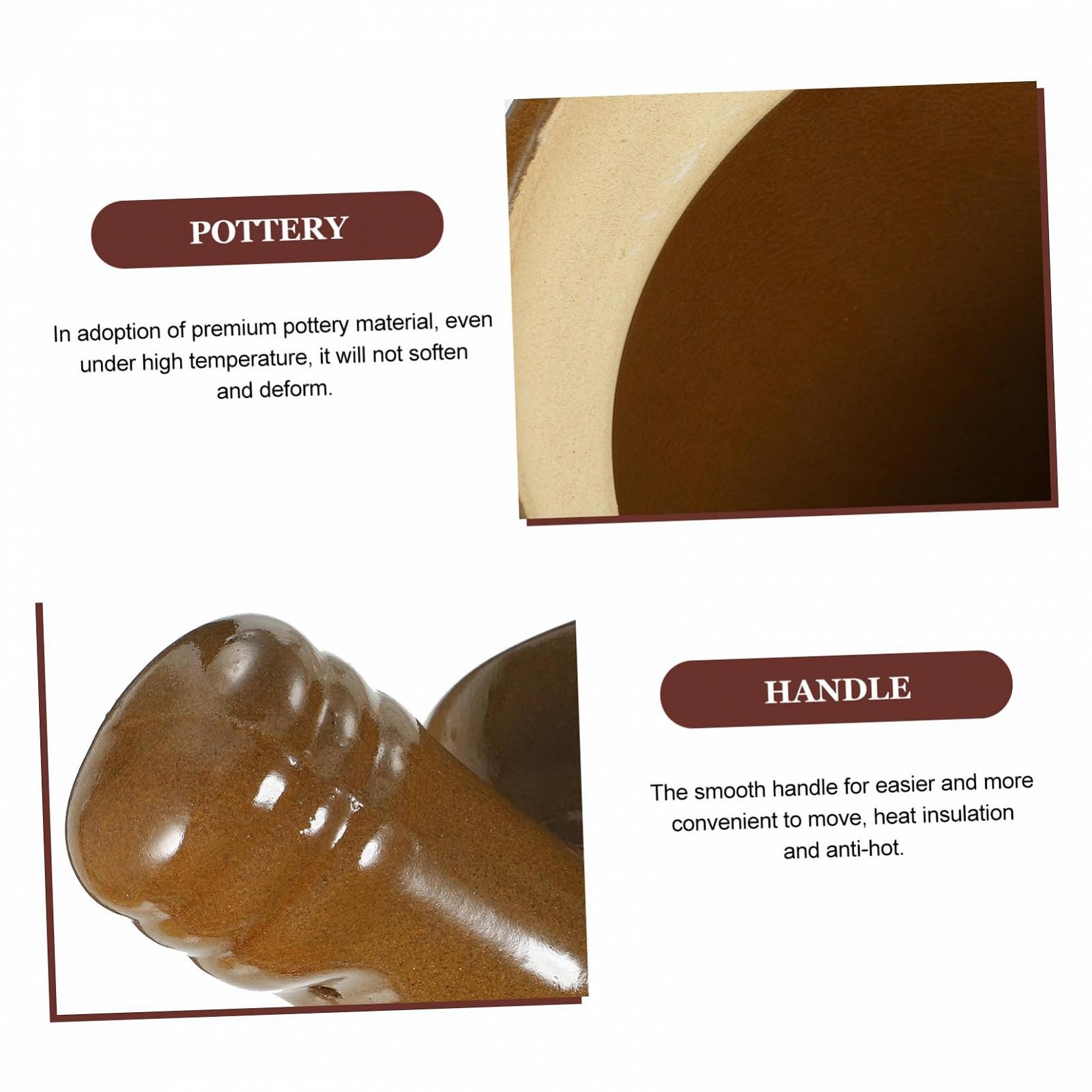 Глиняный горшок традиционный многофункциональный термостойкий с эргономичной ручкой, фото №2