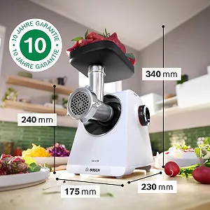 Мясорубка Bosch MultiPower MFWS607W Series 6 2100 Вт 2 диска Кеббе Белая synthetic.ua - Фото 1