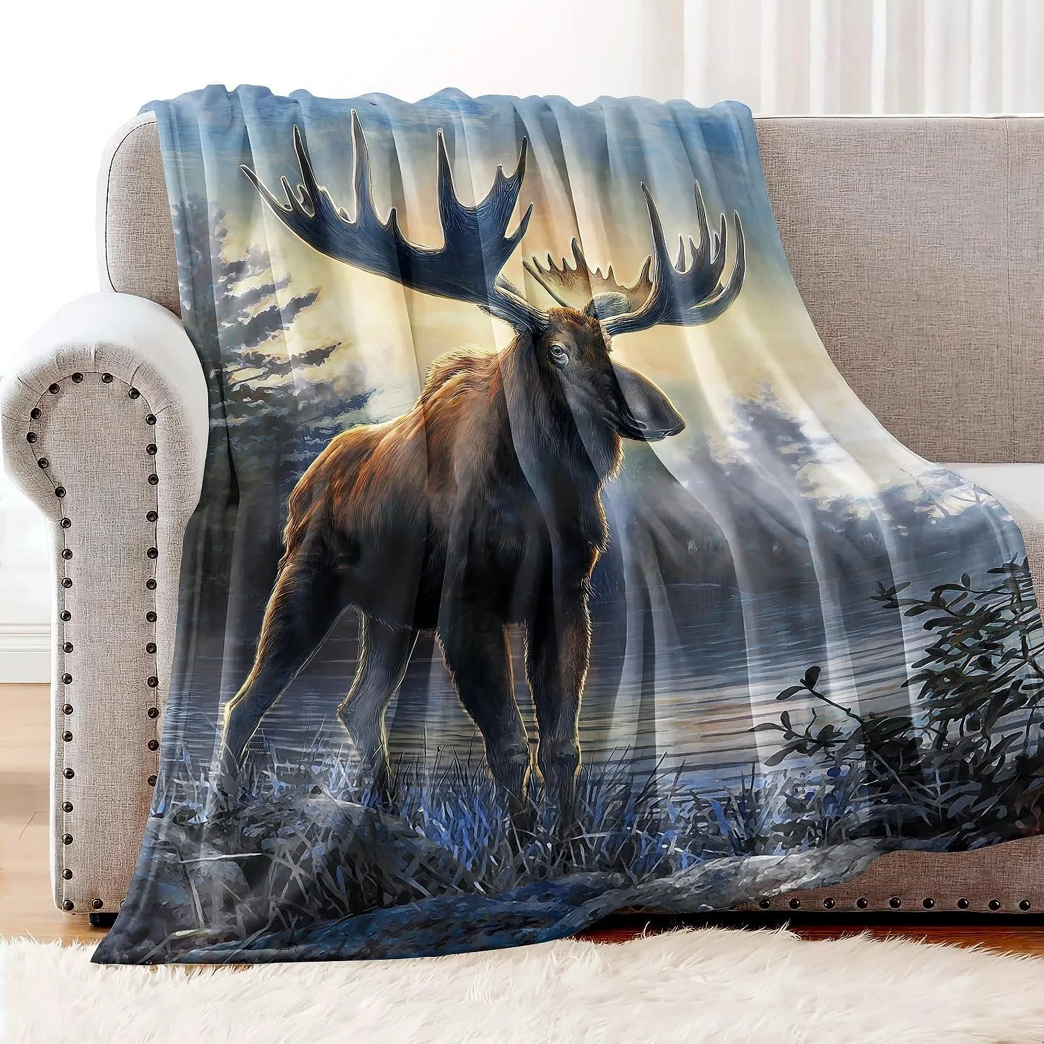 Покривало YISUMEI Фланелева м'яка Північний лось, 150 x 200 см, фото №3 Покривало YISUMEI Фланелева м'яка Північний лось, 150 x 200 см, фото №3