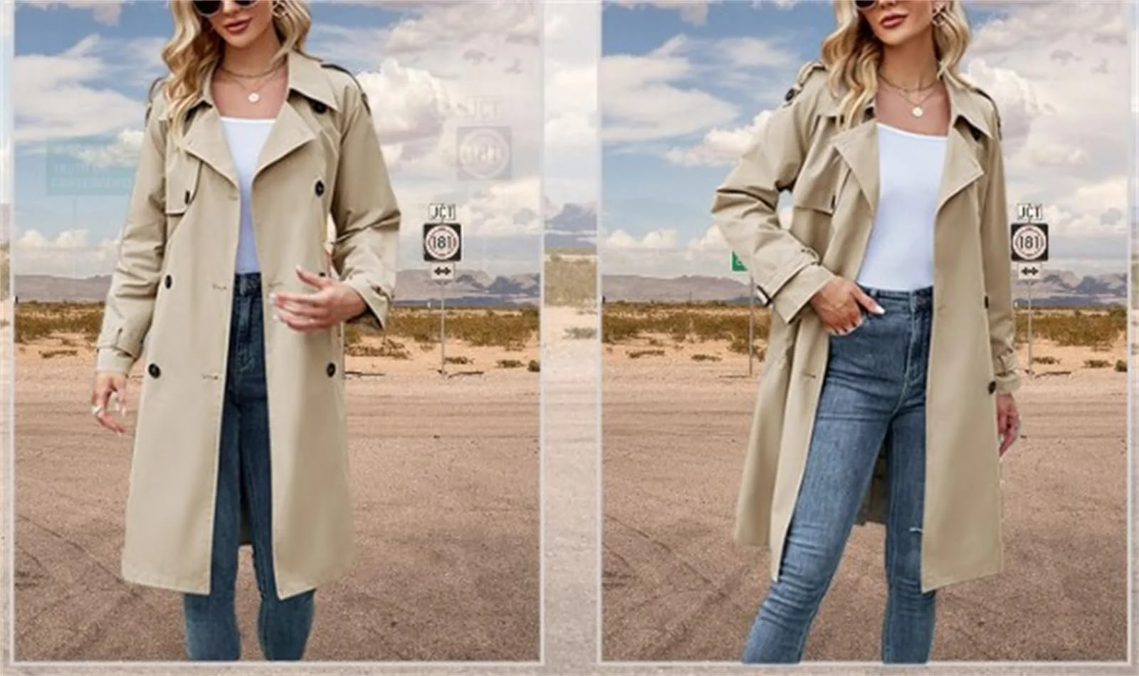 Жіноче Двобортне Довге Класичне Приталене Вітрозахисне Тренчкот з Поясом, фото №5 Жіноче Двобортне Довге Класичне Приталене Вітрозахисне Тренчкот з Поясом, фото №5