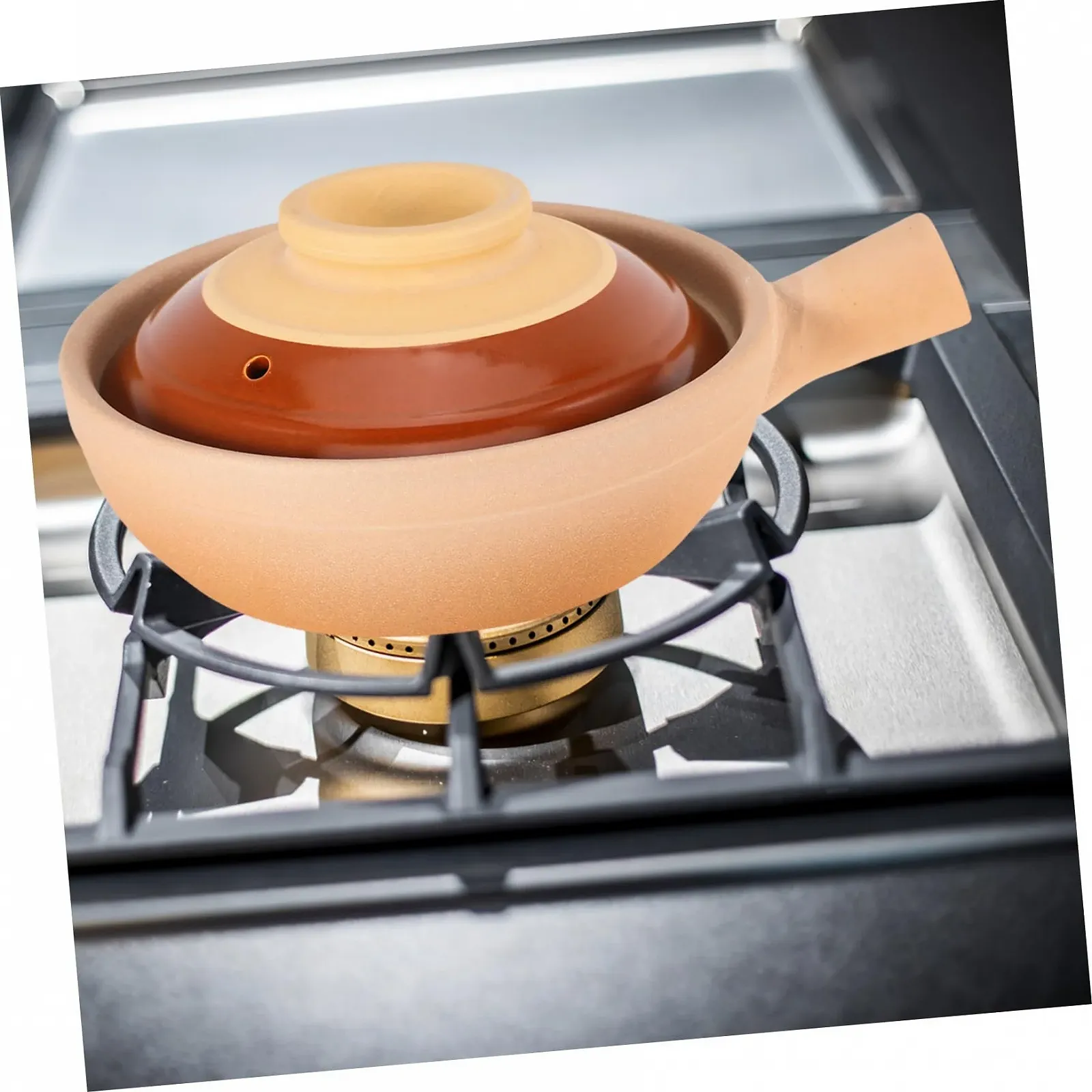 Кастрюля Garneck керамическая терракотовая с крышкой и одной ручкой жаростойкая, фото №6