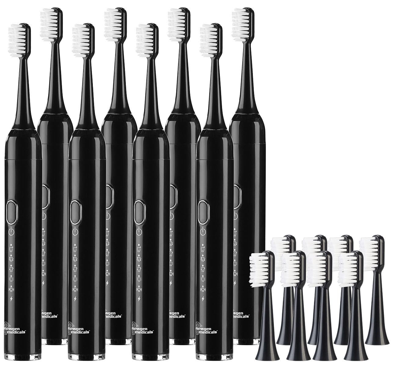 Звукова зубна щітка newgen medicals SZB-300 Набір з 8 штук 25,000 Hz 5 режимів IPX7 USB, фото №1