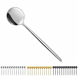 Ложка Bestdin 12 штук, Набор ложек для супа 12 cm, полированная кофейная ложка, столовая ложка, ложка для эспрессо из нержавеющей стали для дома/ресторанов/вечеринок, можно мыть в посудомоечной машине - Фото 1