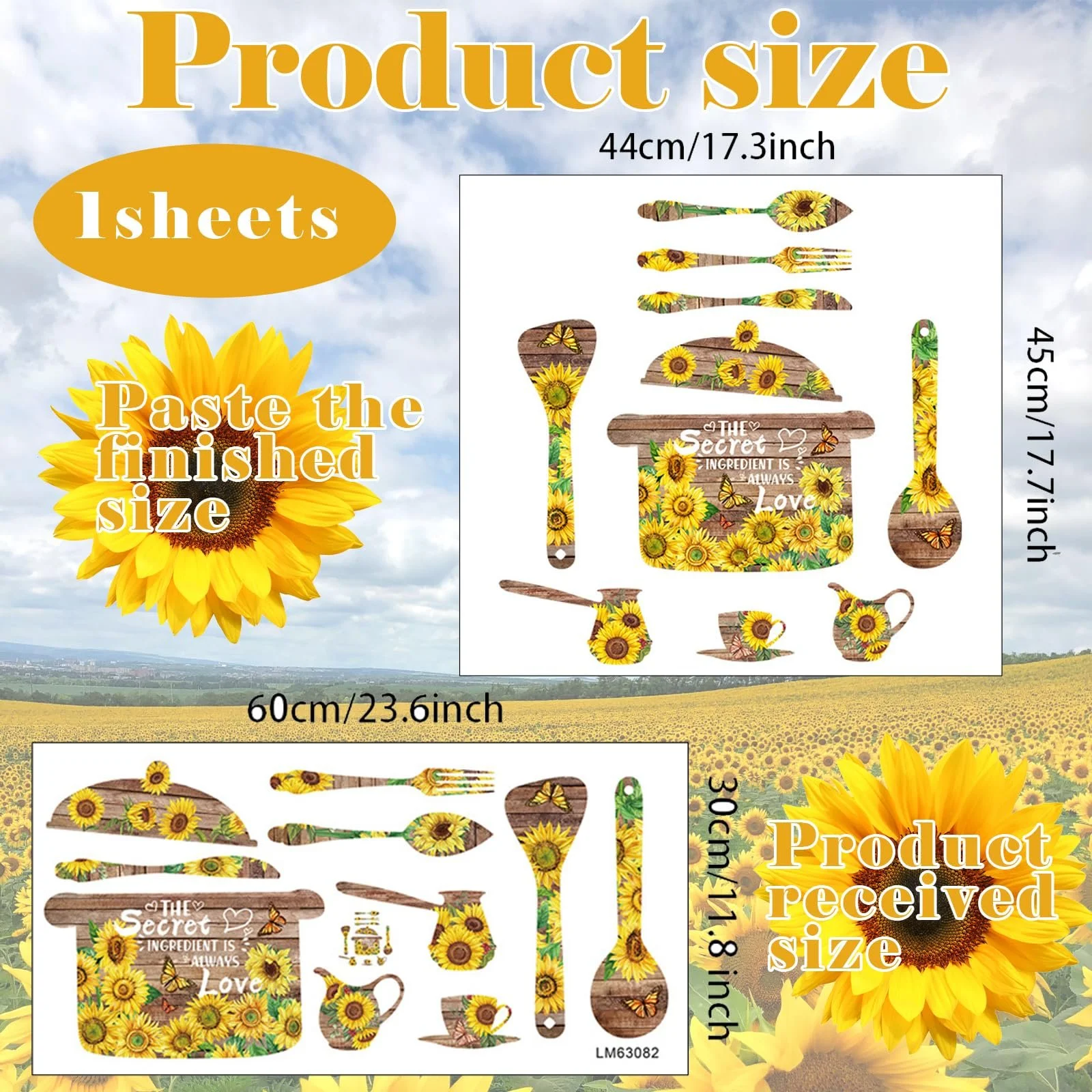 Наклейка на стіну Соняшник акварельна 3D Жовта, фото №2