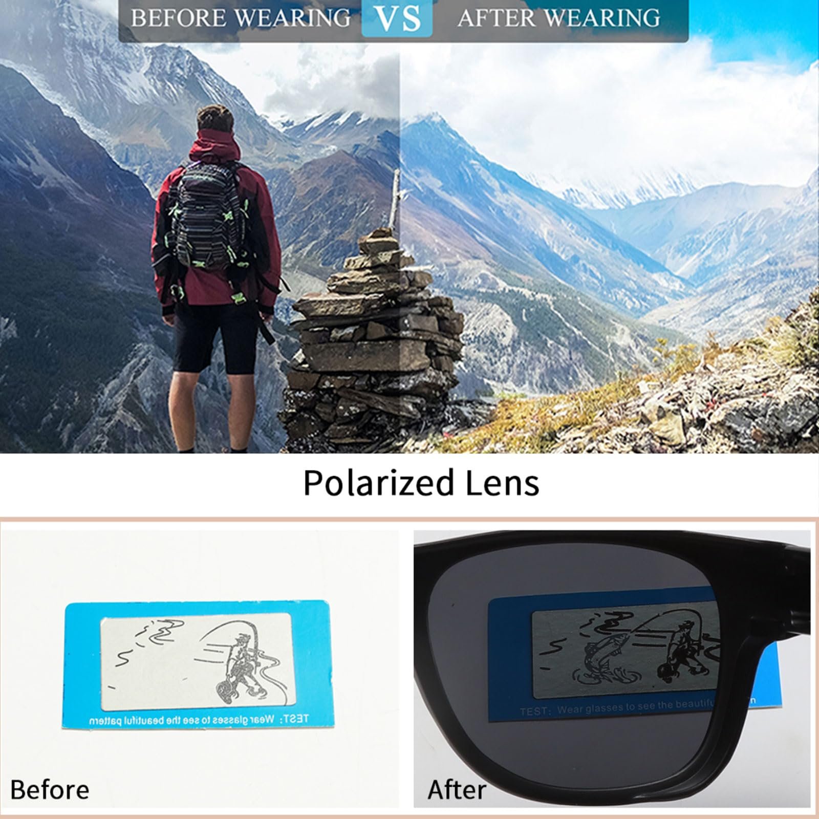 Сонцезахисні окуляри YAMEIZE Поляризовані Квадратні, фото №6