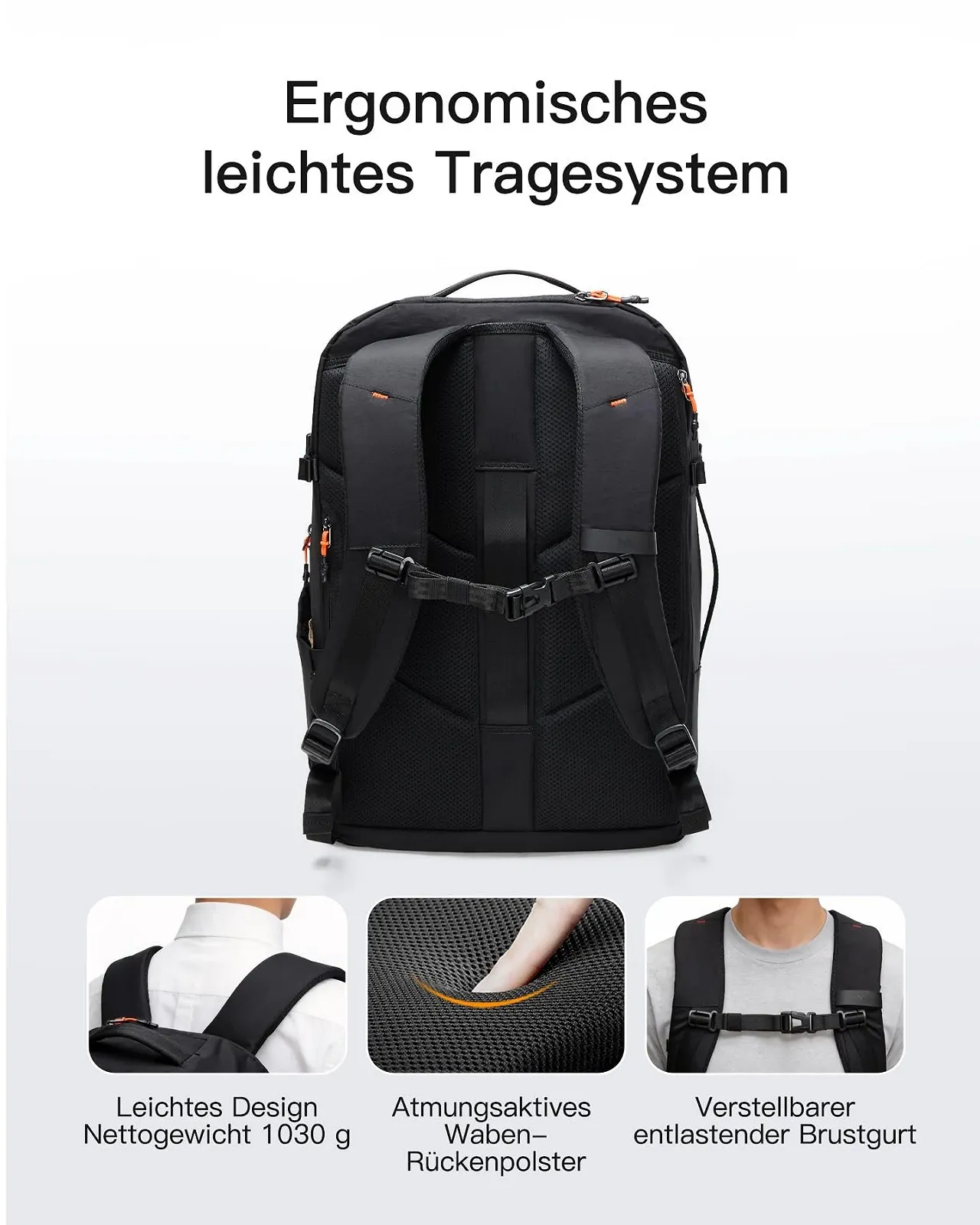 Рюкзак для ноутбука Inateck Lightour—BPX33 15.6-16 дюймов дорожный 39L TSA, фото №4