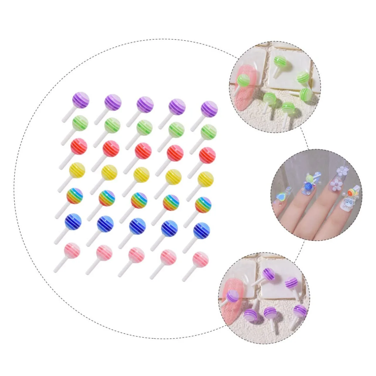 Украшение для ногтей FRCOLOR 250шт. Lollipop для творческого маникюра, красочные дизайны, декорации для ногтей с, фото №8
