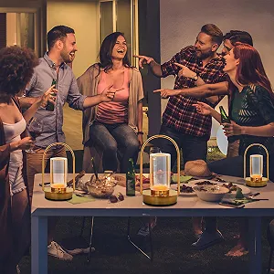 Настільна лампа LED Акумуляторна Бездротова Сенсорна 3 Колірні Температури Золота synthetic.ua - Фото 1