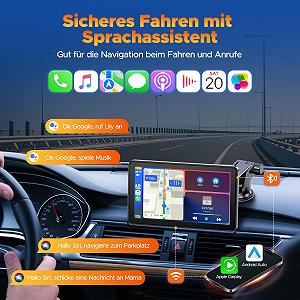 Дисплей Volam Wireless Carplay Android Car 7 дюймов сенсорный экран, Mirror Link, навигация, музыка, Siri, G00gle Voice Assistant, Bluetooth 5.0, AUX, FM synthetic.ua - Фото 1