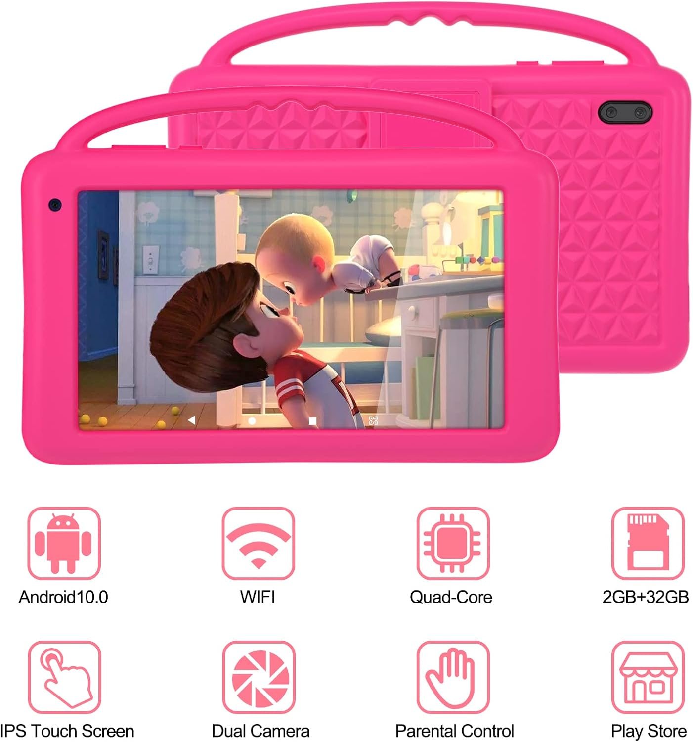Планшет 7" Katiago V7 2/32Gb 4 ядра Android 10 Розовый, фото №6