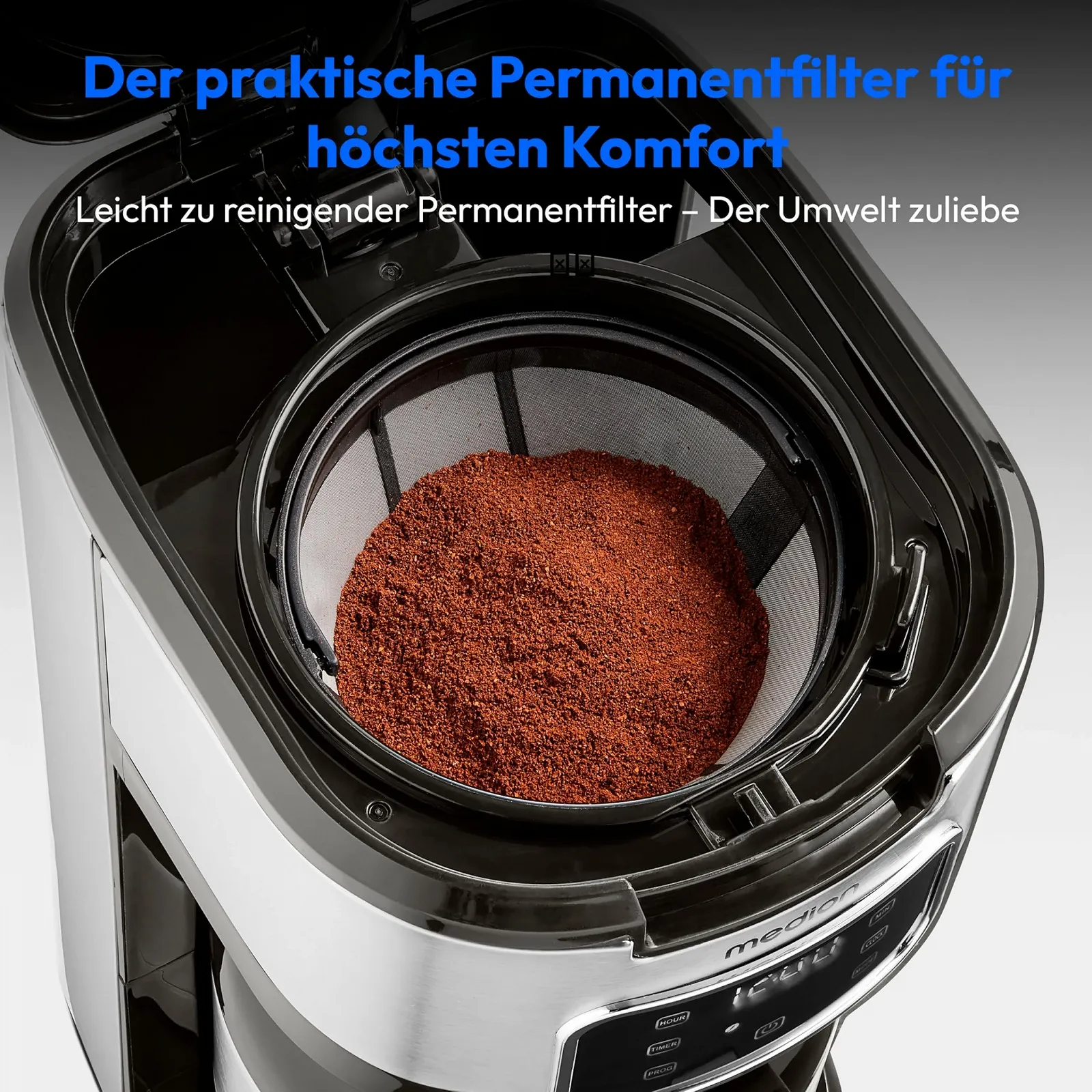 Капельная кофеварка MEDION MD11019 1.25 л 900 Вт с термокувшином нержавеющая сталь, фото №5