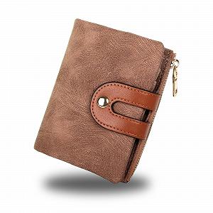 Кошелек Jiusely Маленький двойного сложения Кожаный 4pa, коричневый, 12.5 см * 9.5 см * 2 см, Ретро - Фото 1
