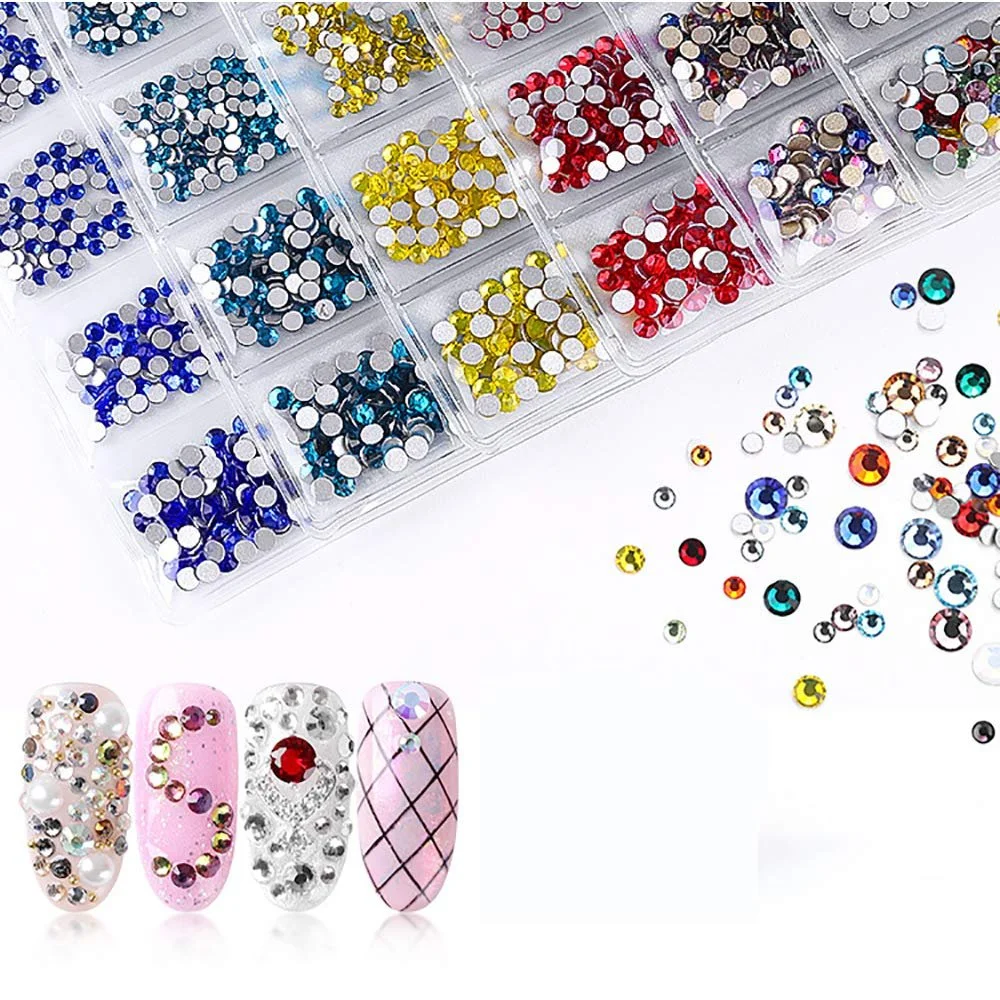 Стрази Плоскі Круглі Блакитні Різних Розмірів, фото №4