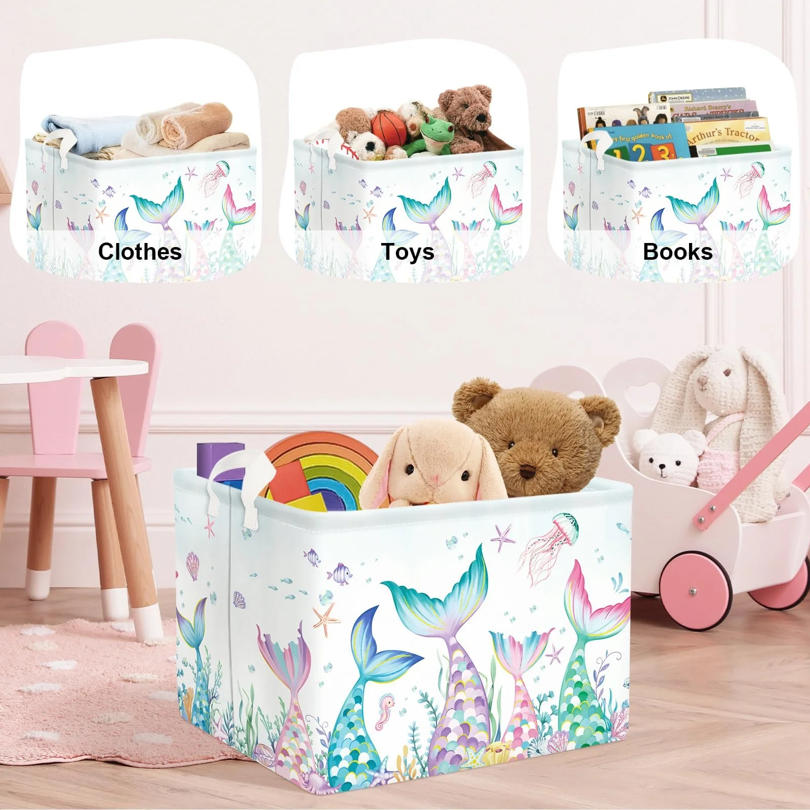 Корзина для игрушек Детская HUUMONSS Хвост Русалки для девочек Большая, фото №5 Корзина для игрушек Детская HUUMONSS Хвост Русалки для девочек Большая, фото №5