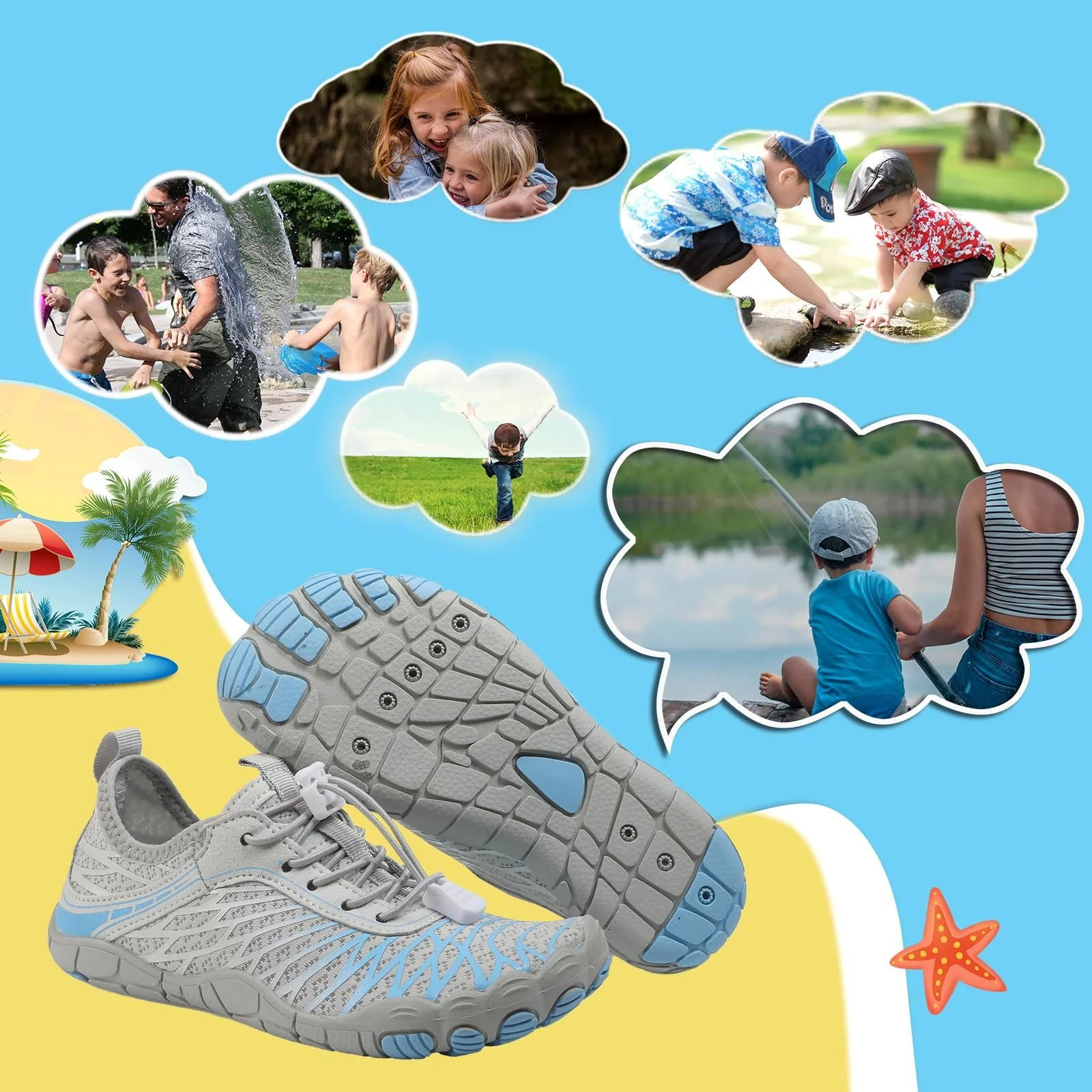 Босоножки Детские босоножки для мальчиков и девочек, быстросохнущие водные туфли, легкие мягкие пляжные туфли, дышащие туфли для купания, нескользящие туристические туфли, размер 25-35 EU, фото №7