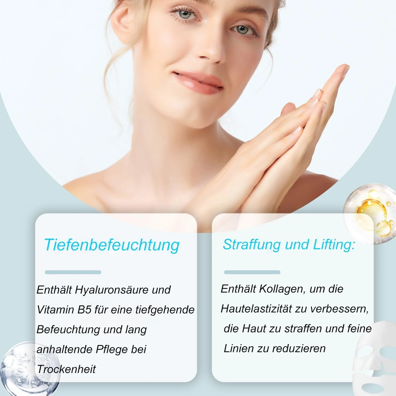 Маска Soleneva Collagen, ночная маска с коллагеном и гиалуроновой кислотой, увлажняющая маска для лица и тканевая маска для упругости кожи, антивозрастная маска для женщин, набор для ухода за лицом (6 штук в упаковке), фото №6