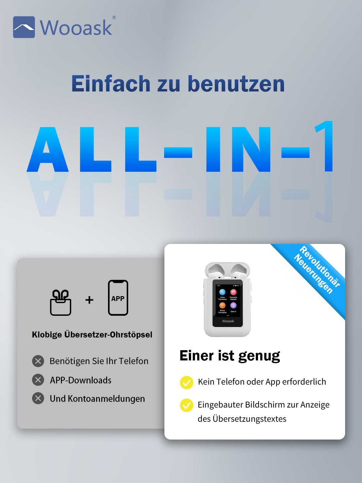 Навушники-перекладачі Wooask A8, 144 мови, 16 мов офлайн, фото №3 Навушники-перекладачі Wooask A8, 144 мови, 16 мов офлайн, фото №3