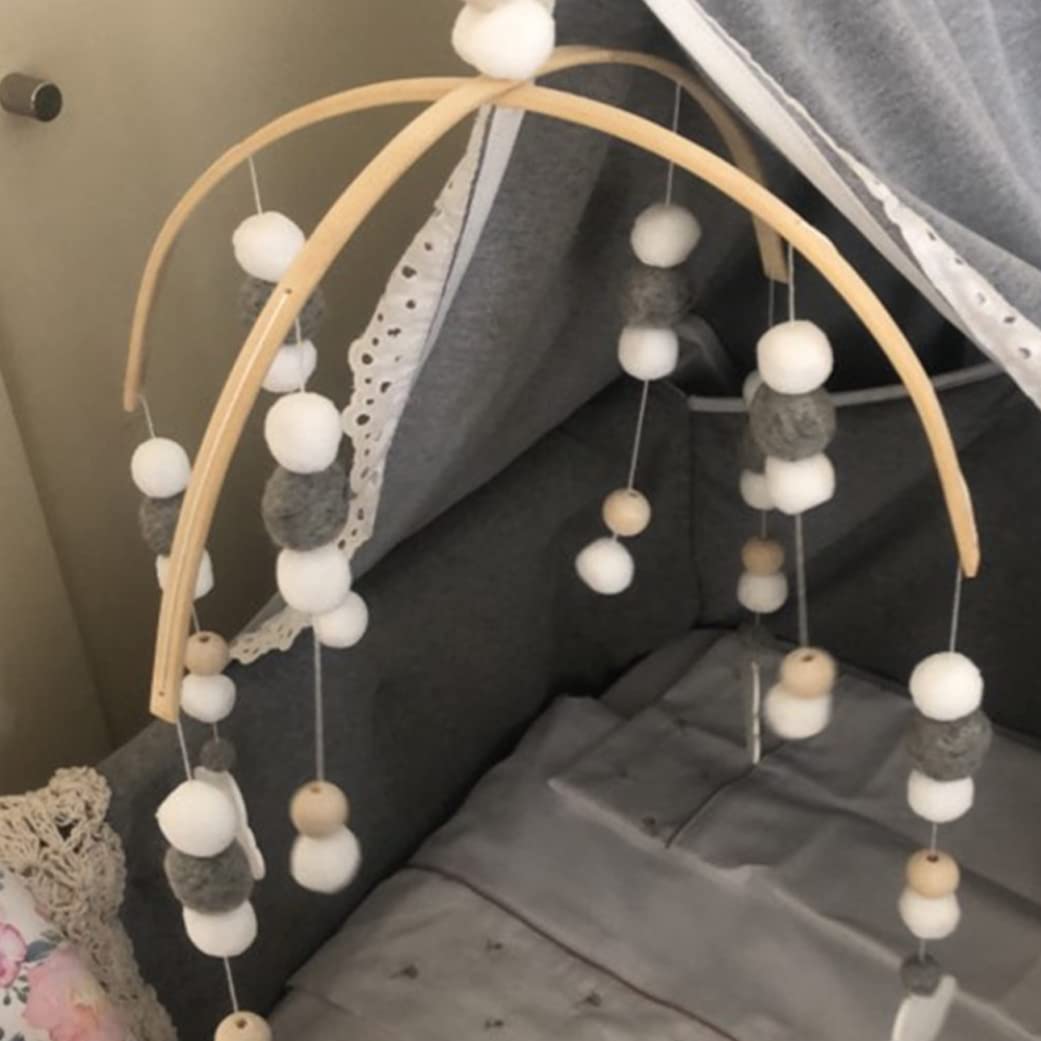 Декор для кімнати Wind Chime Мобіль для дитячого ліжечка Felt Ball дерев'яні намистини, фото №6