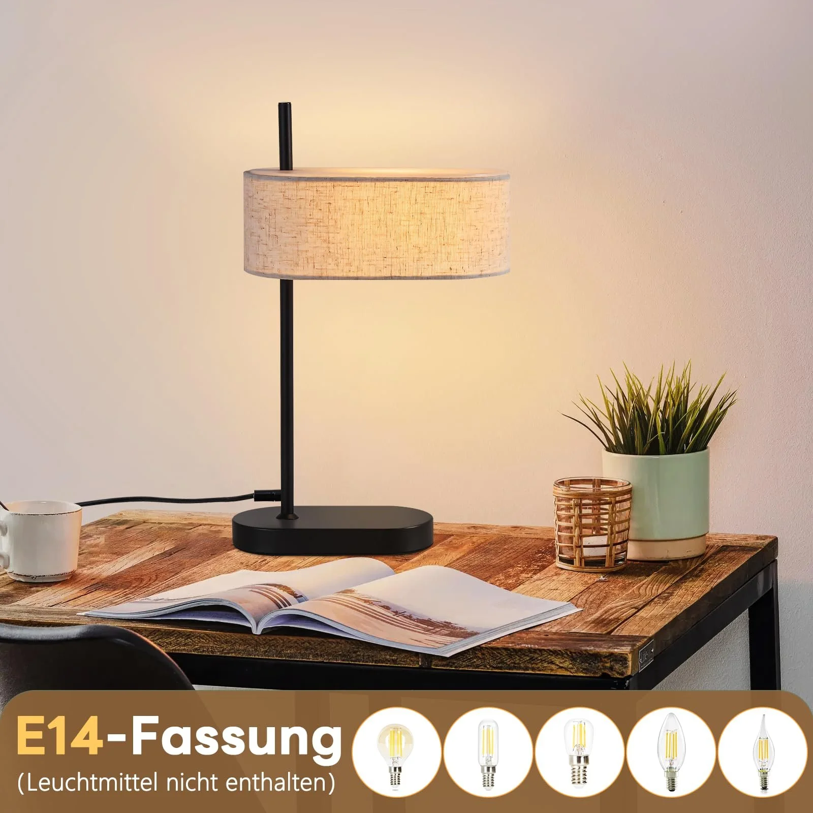 Настільна лампа CBJKTX Bedside Lamp Vintage E14 набір із 2 шт. чорна, фото №3