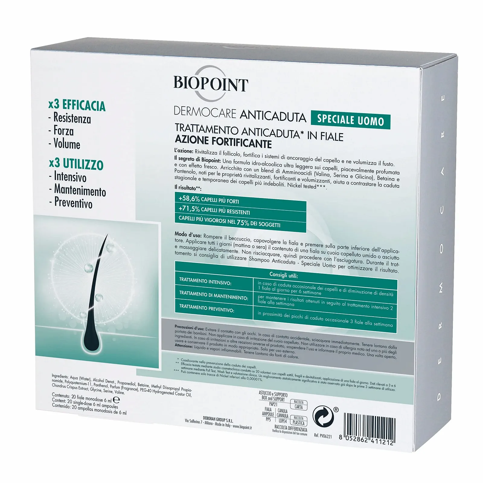Ампули Biopoint Dermocare Проти випадіння волосся для чоловіків, 20 ампул по 6 мл, Інтенсивний курс 20 днів, фото №2