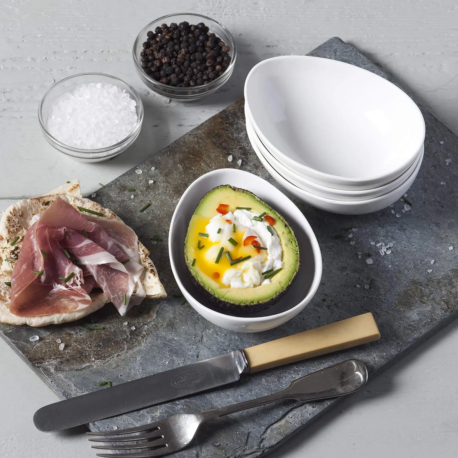 Миска Wm Bartleet & Sons Традиционный Набор из 4 Фарфоровые для авокадо, гуакамоле, 13 см, Белый, фото №4