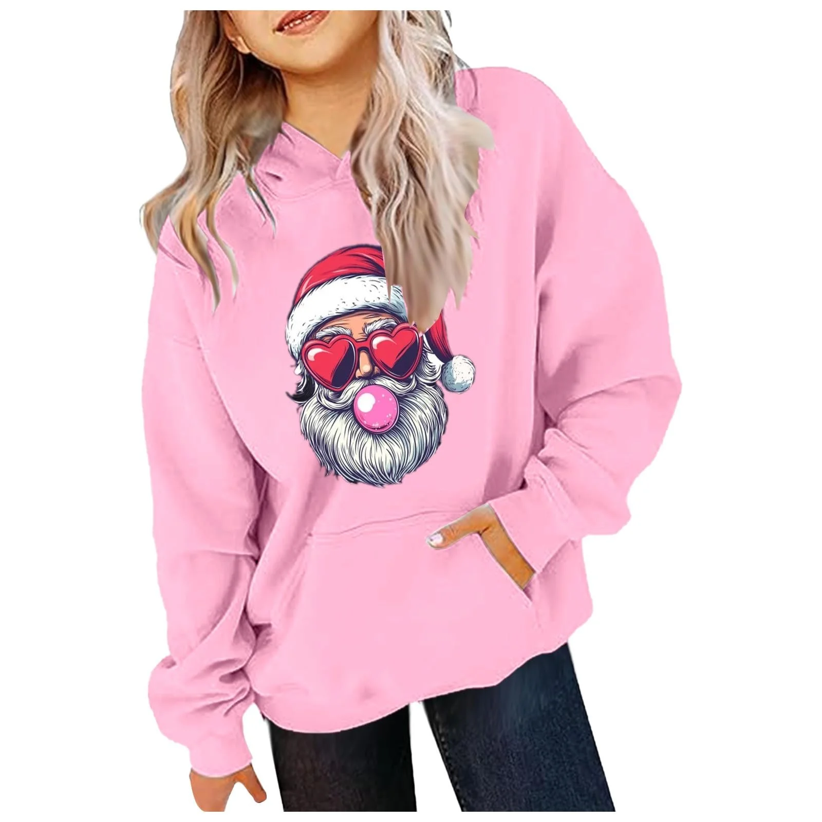 Худи Santa Claus with Heart-Shaped Sunglasses, фото №2