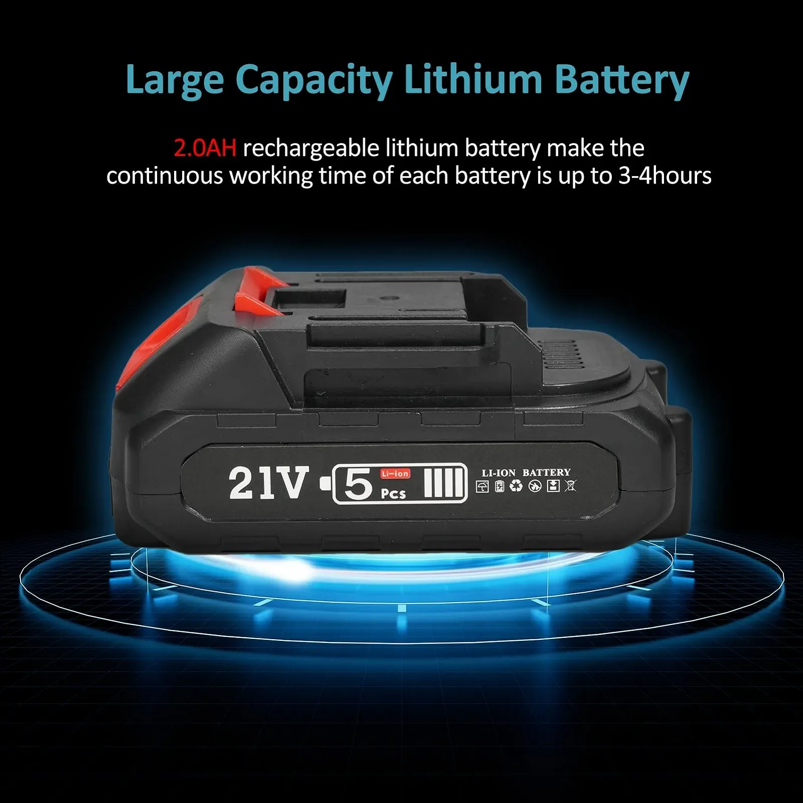 Портативний електричний секатор 21V з сумкою для перенесення, акумуляторна літієва батарея 2000mAh та зарядний пристрій, електричний сучкоріз, секатор, максимальний діаметр різання 30мм, фото №7